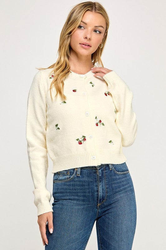Clara’s Berry Embroidered Cardigan