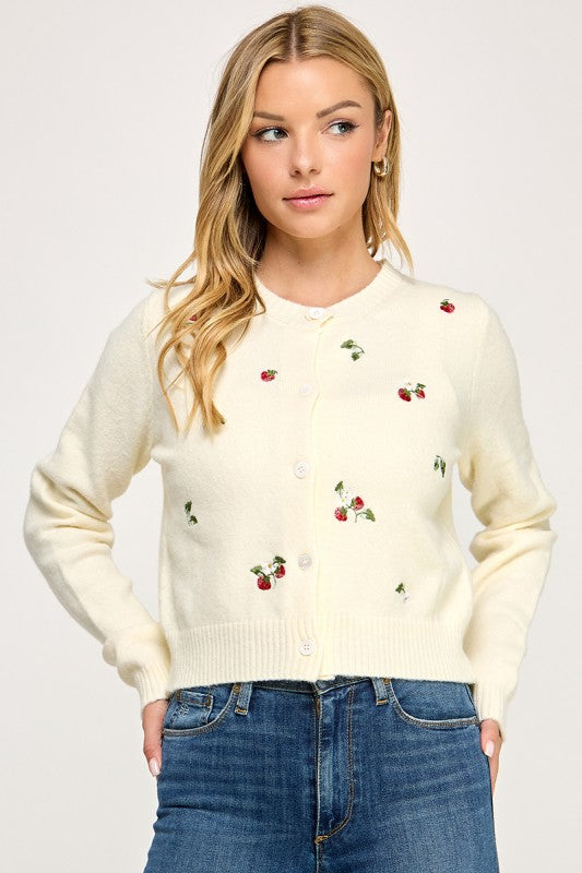 Clara’s Berry Embroidered Cardigan