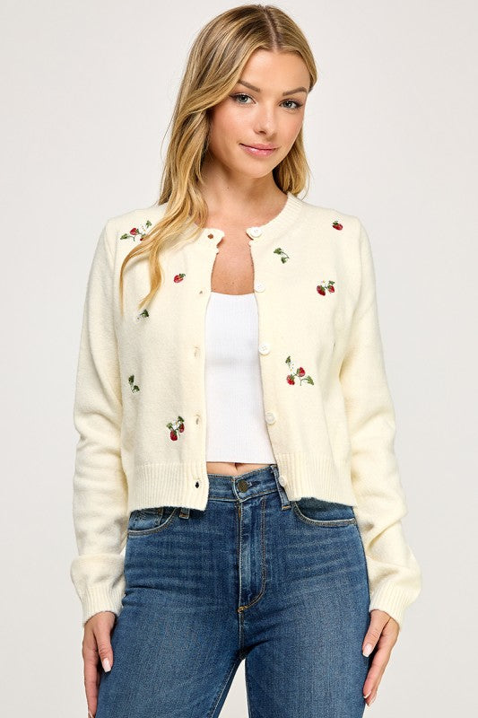 Clara’s Berry Embroidered Cardigan