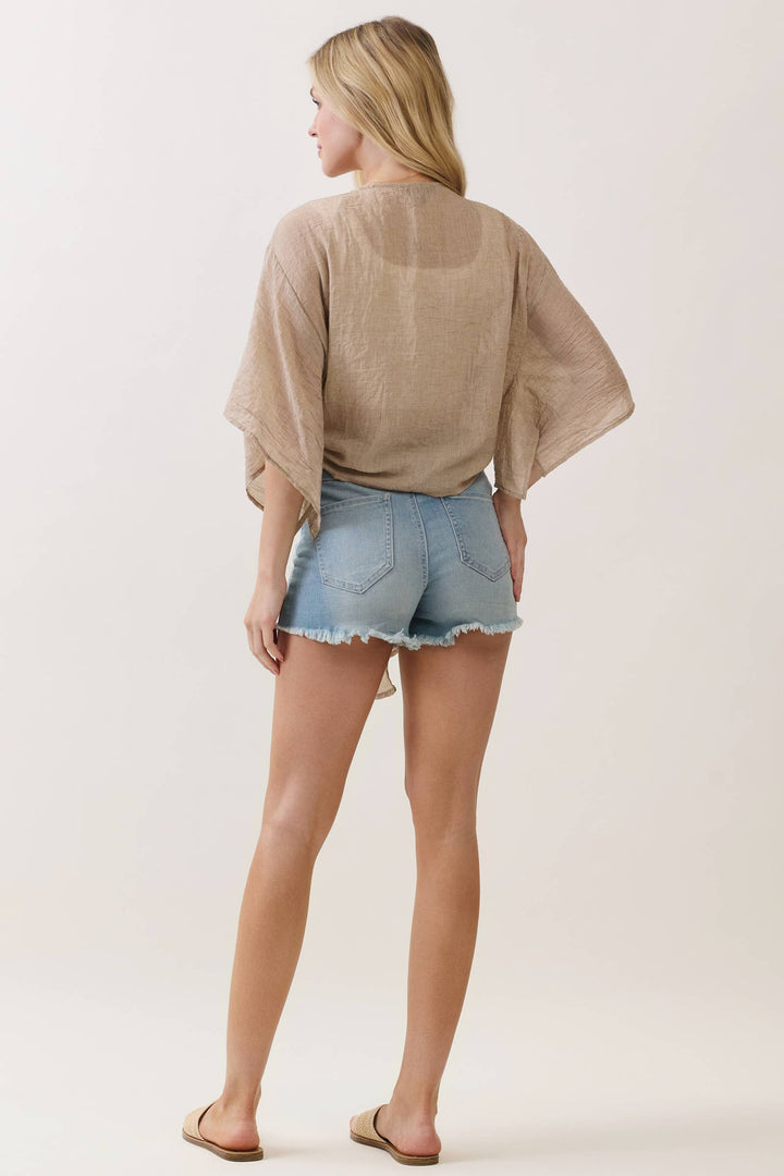 RAYON LINEN OPEN-FRONT CARDIGAN - VNC16437M8