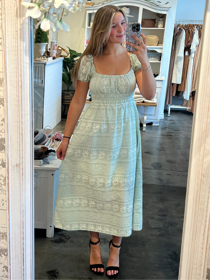 Sage Meadow Embroidered Midi Dress