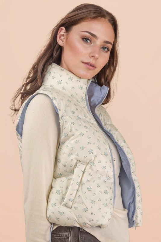 Floral Puffer Vest