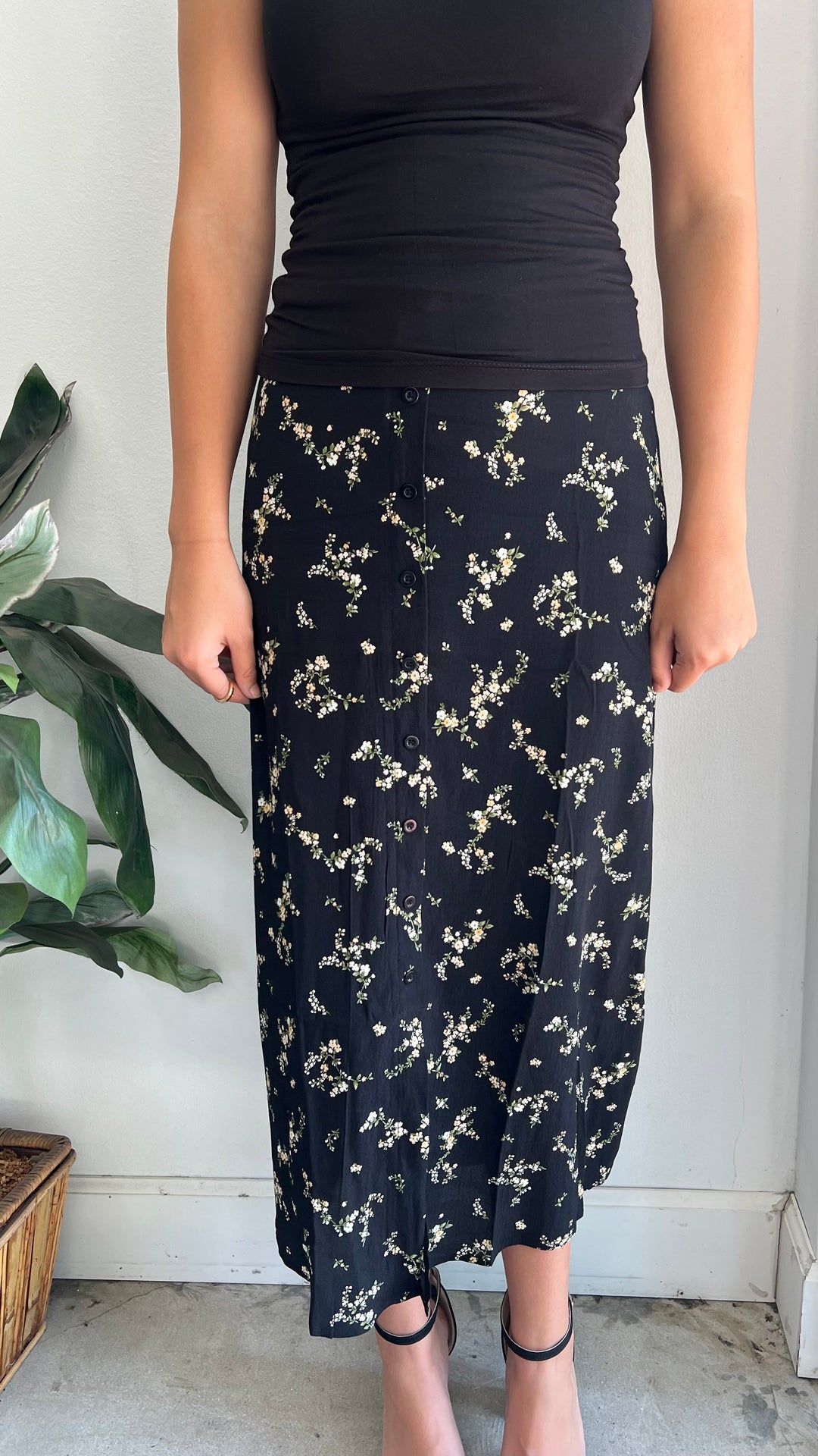 Black Floral Skirt