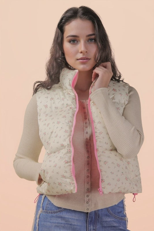 Floral Puffer Vest