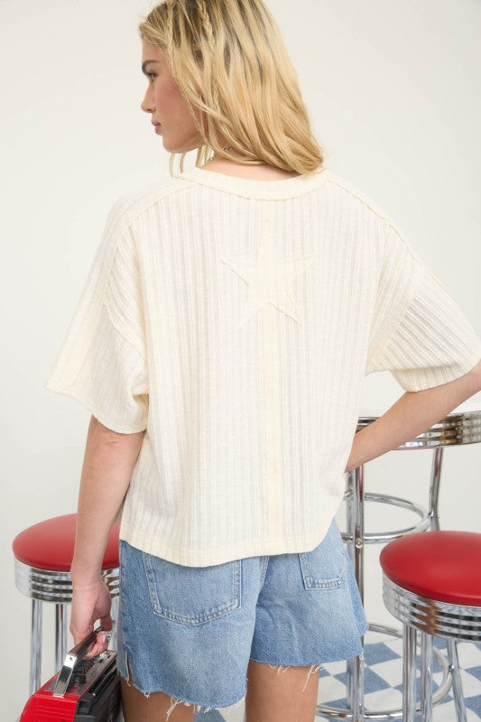 Cream Star Knit Top