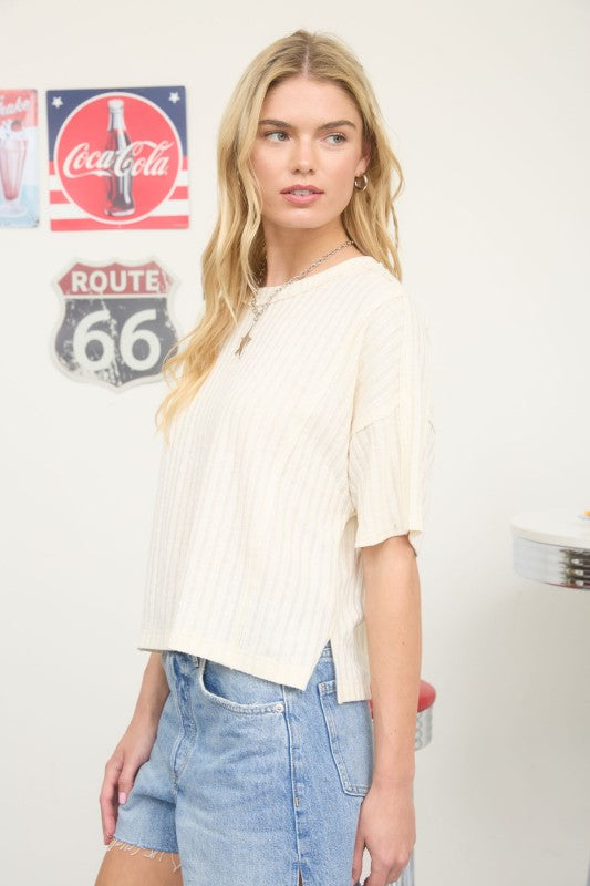 Cream Star Knit Top