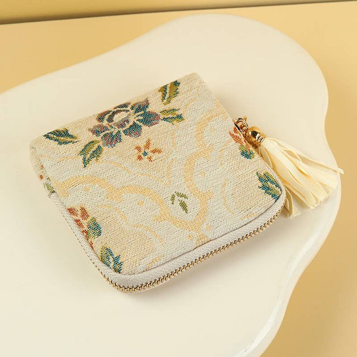Floral Jacquard Mini Jewelry Pouch Wallet |  40P650