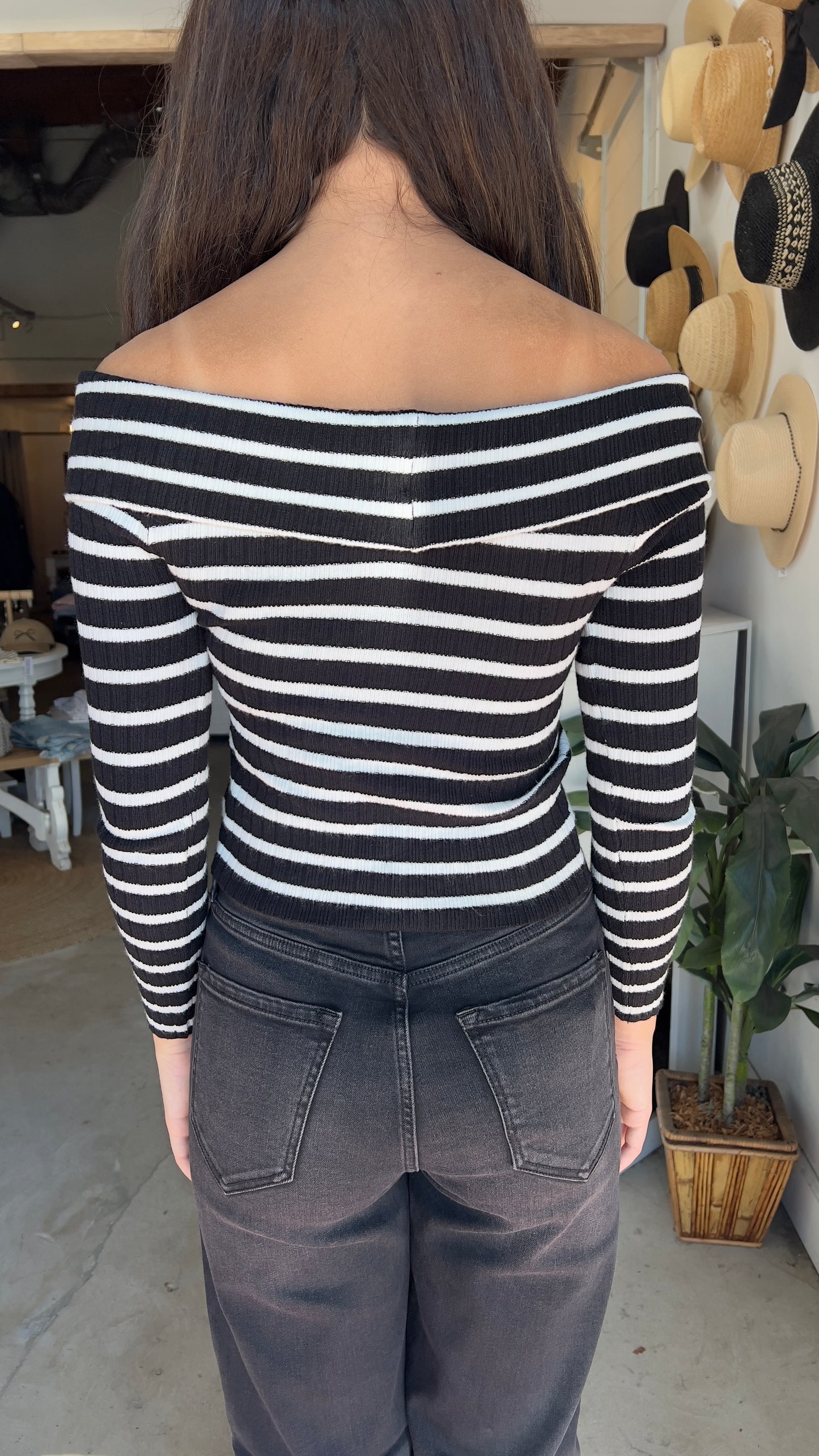 Stripe off shoulder top