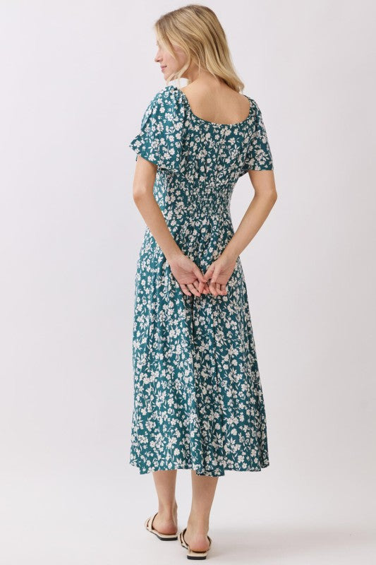 Teal Floral Midi
