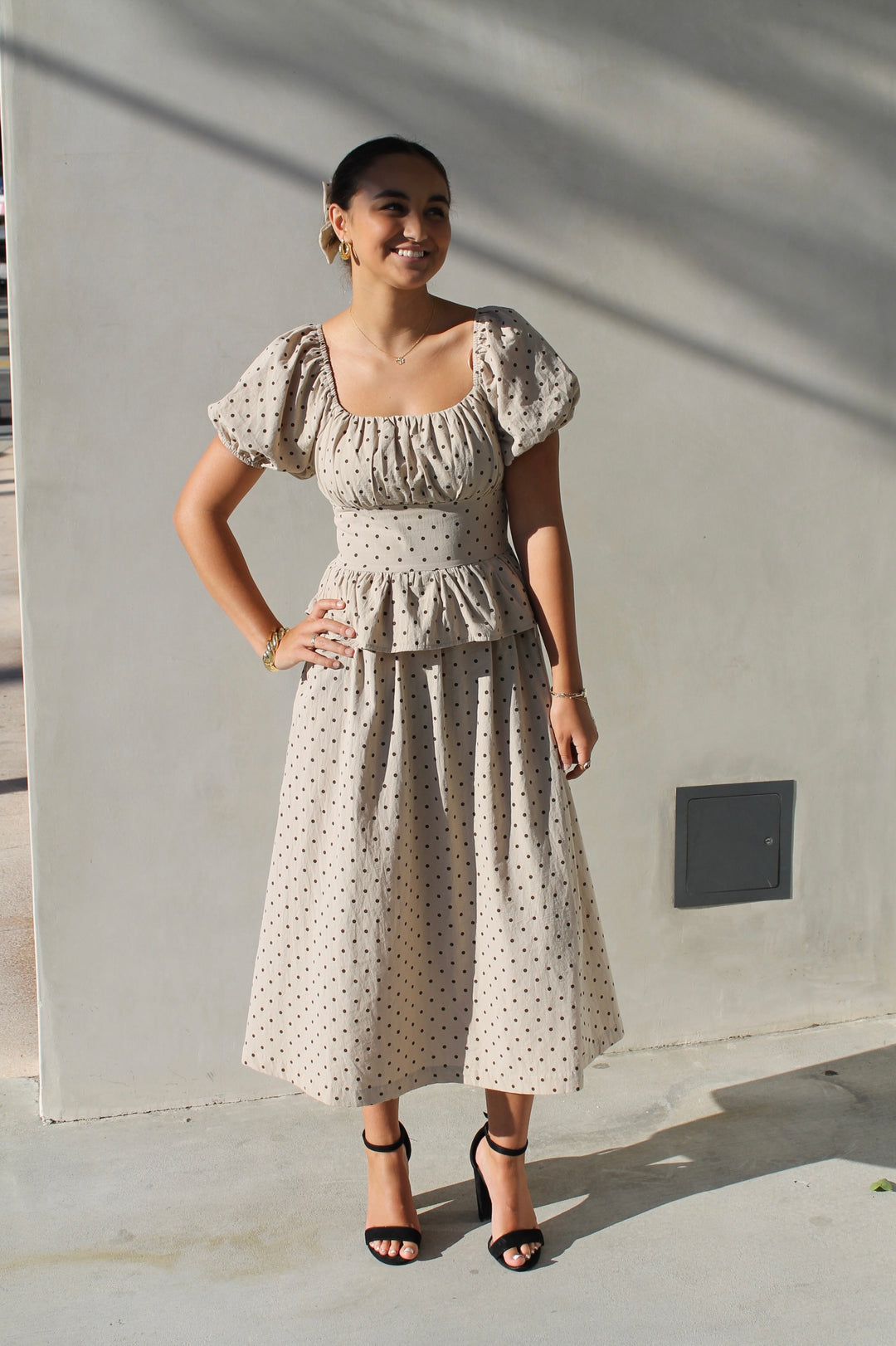 Polka Dot Peplum Dress AndyLiz Polka Dot Peplum Dress AndyLiz