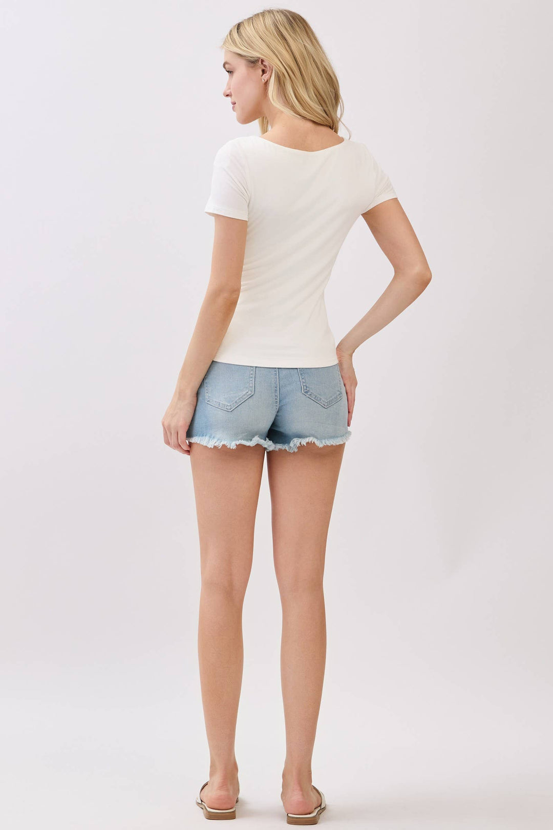 DOUBLE LAYER SQUARE NECK SHORT SLEEVE TOP - VT30991