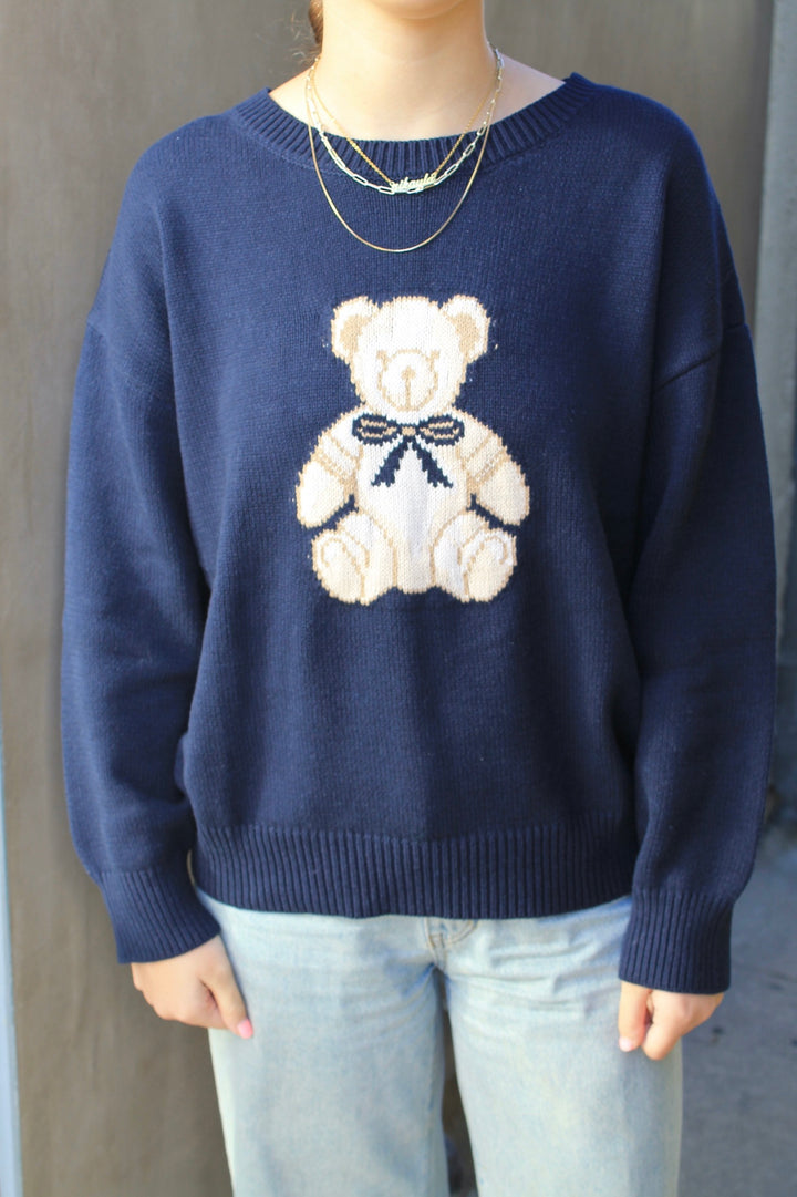 Teddy Bow Knit Sweater