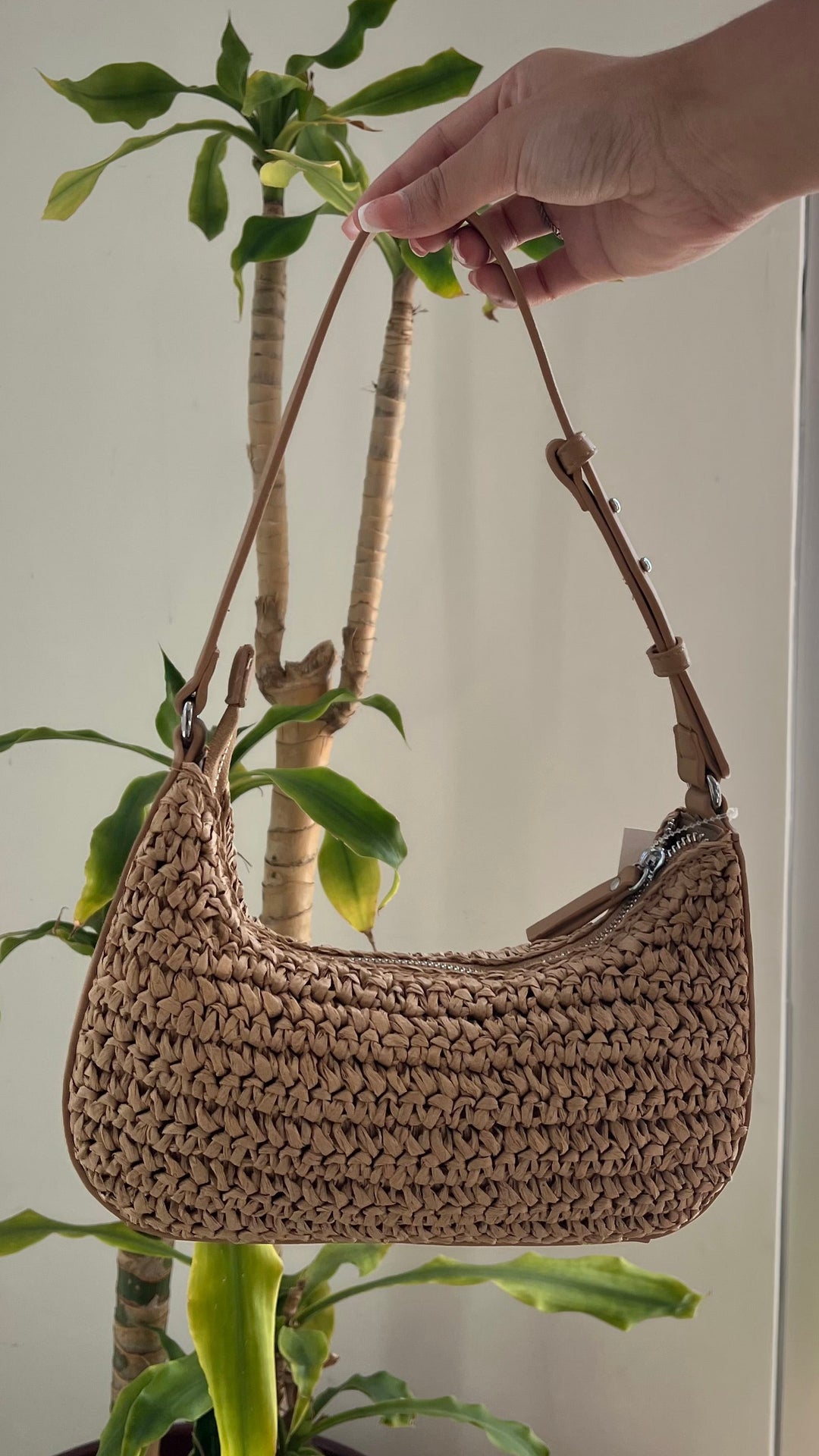Tan Straw Woven Bag