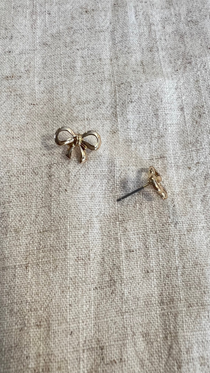 Golden Bow Stud Earrings