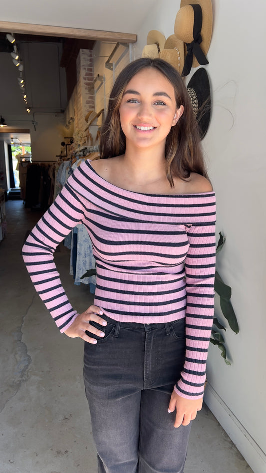 Stripe off shoulder top