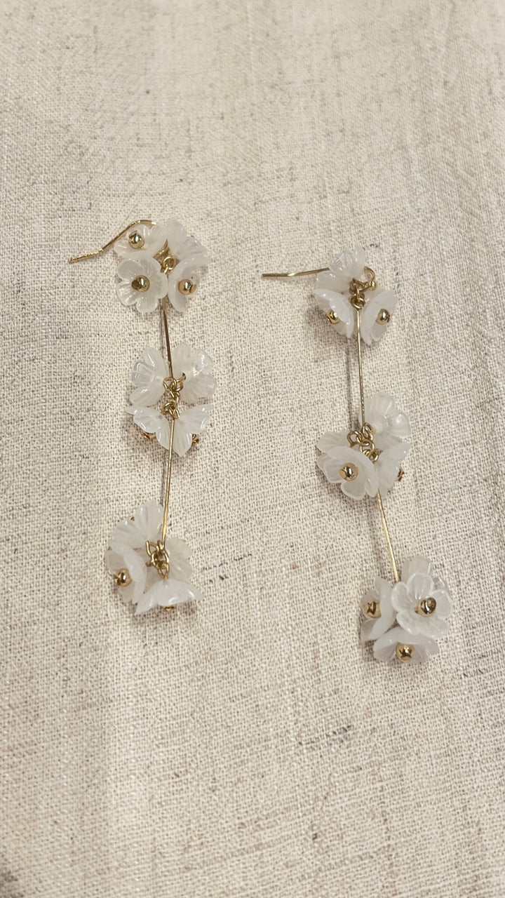 White Daisy Drop Earrings