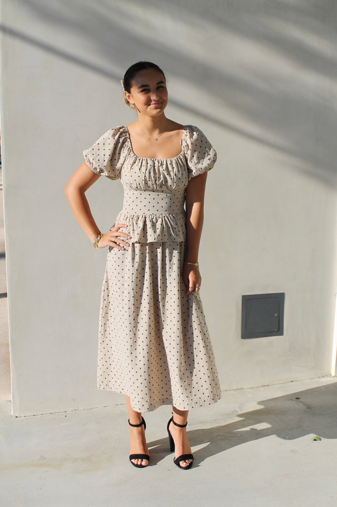 Polka Dot Peplum Dress
