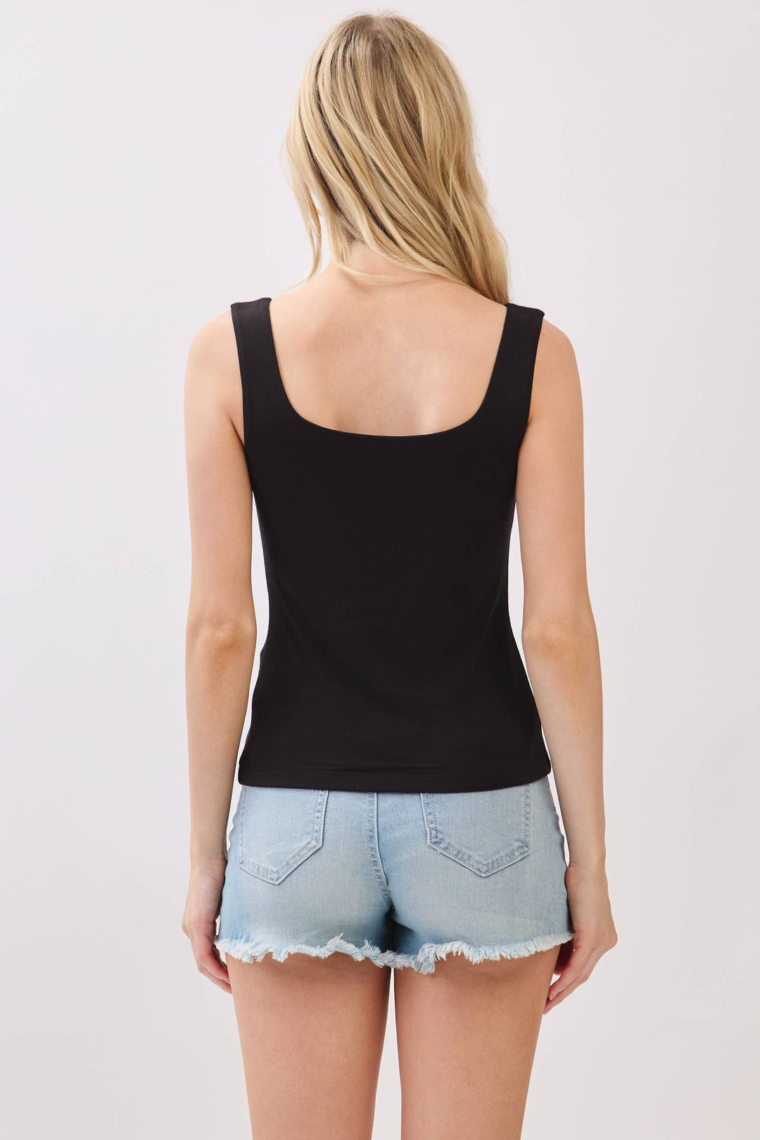 Double Layer Solid Square Neck Tank Top - VT16608