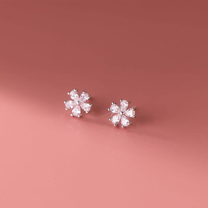 Dainty Cute Flower Stud Earrings in 925 Sterling Silver