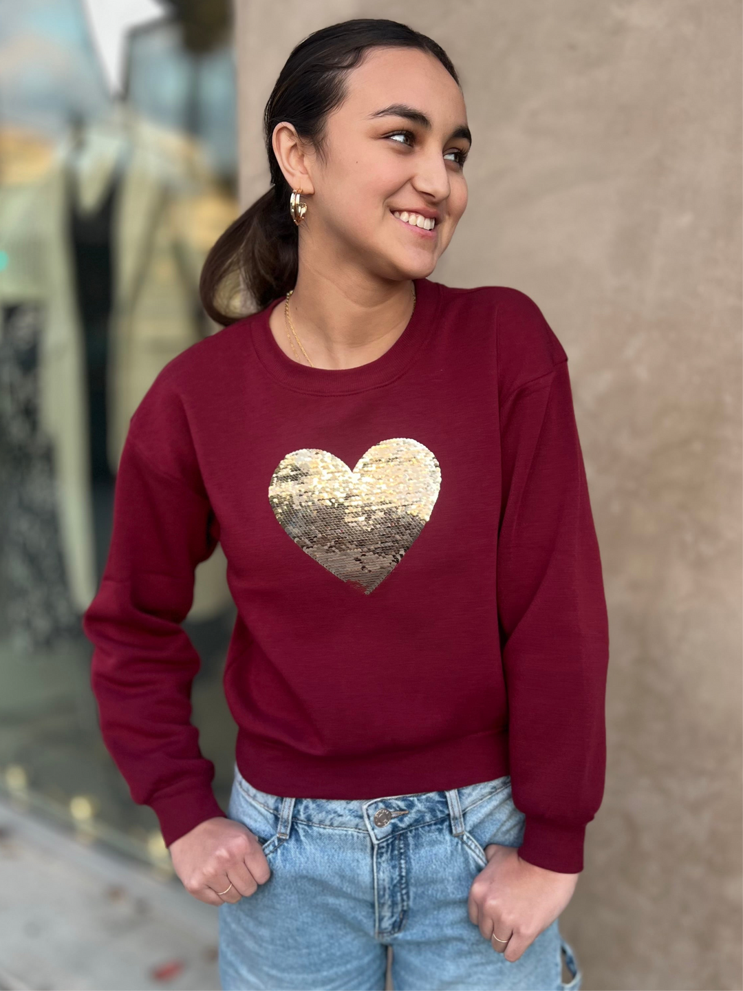 Sequin Heart Sweatshirt