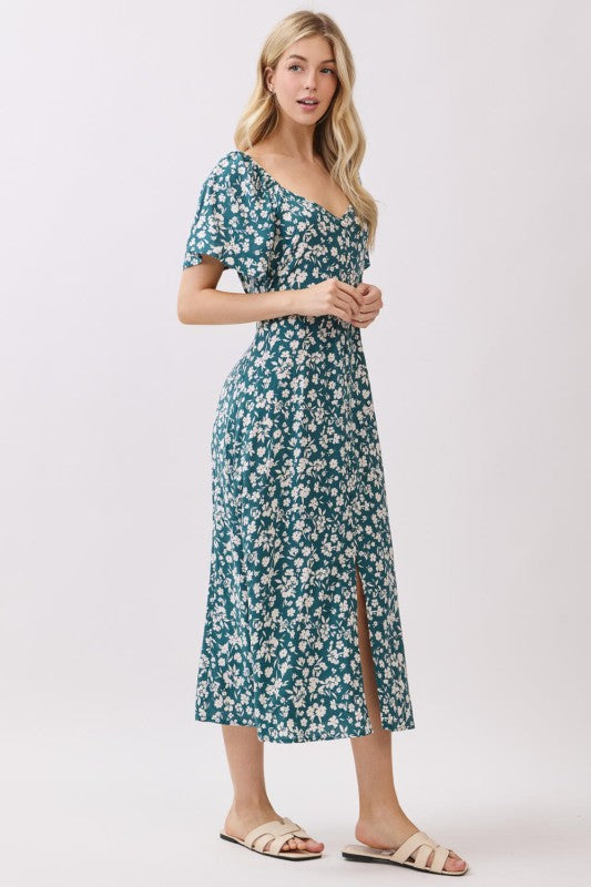 Teal Floral Midi