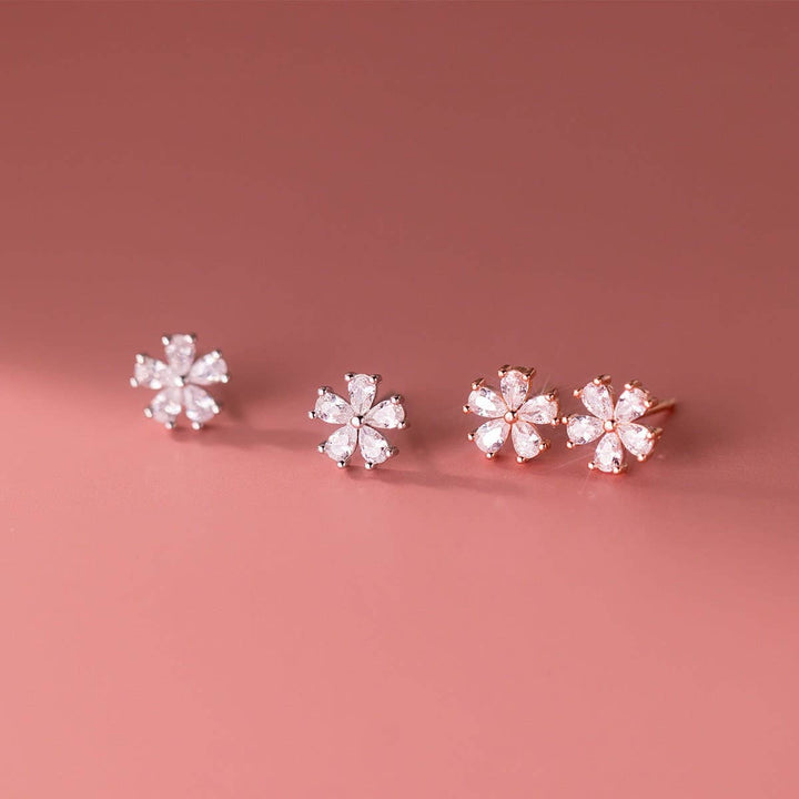 Dainty Cute Flower Stud Earrings in 925 Sterling Silver