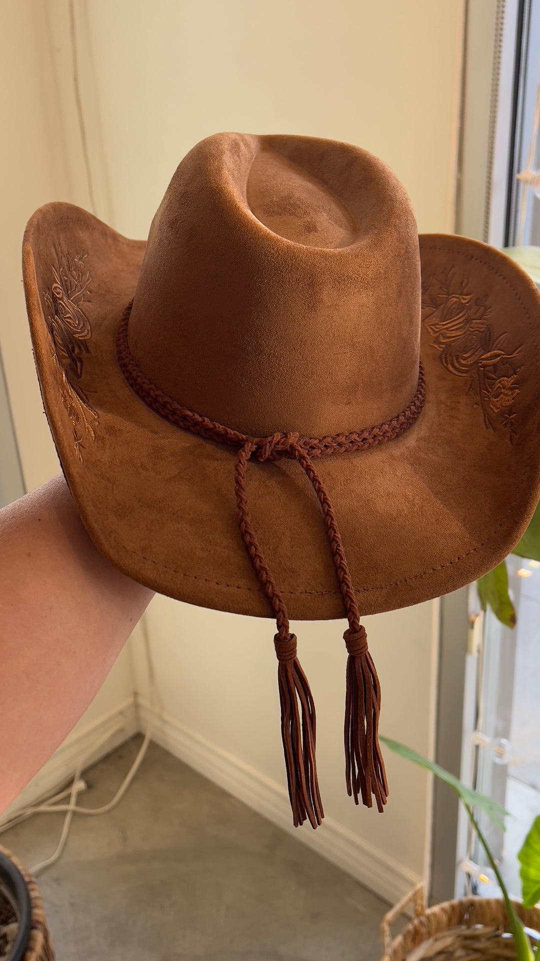 Embroidered Suede Cowboy Hat