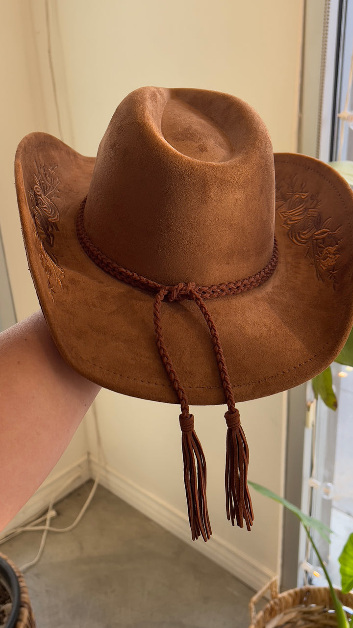 Embroidered Suede Cowboy Hat