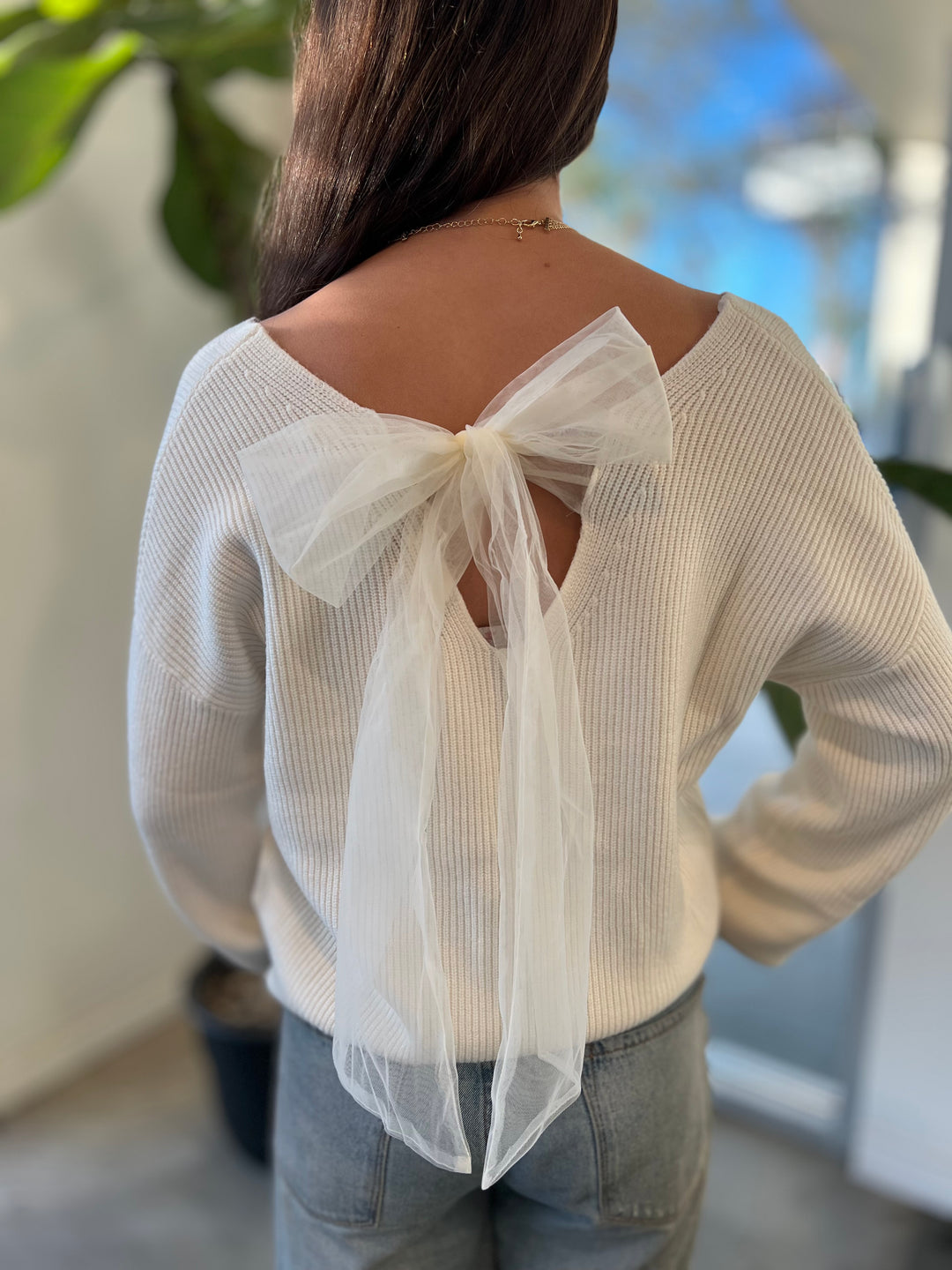 Elegant Bow-Back Sweater