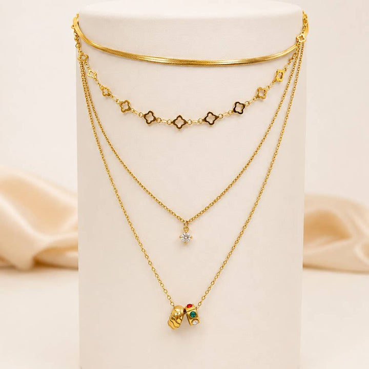 18K STAINLESS STEEL TARNISH FREE LAYERED NECKLACE | 40NK9736