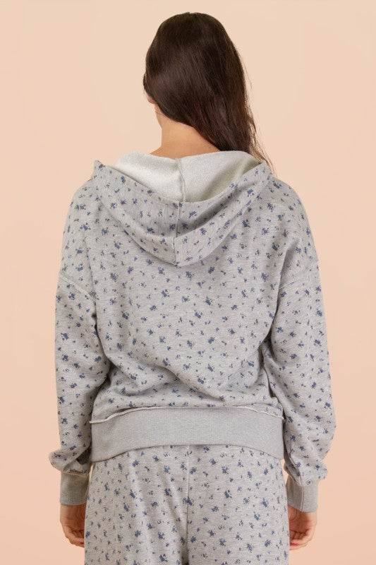 Grey Floral Hoodie