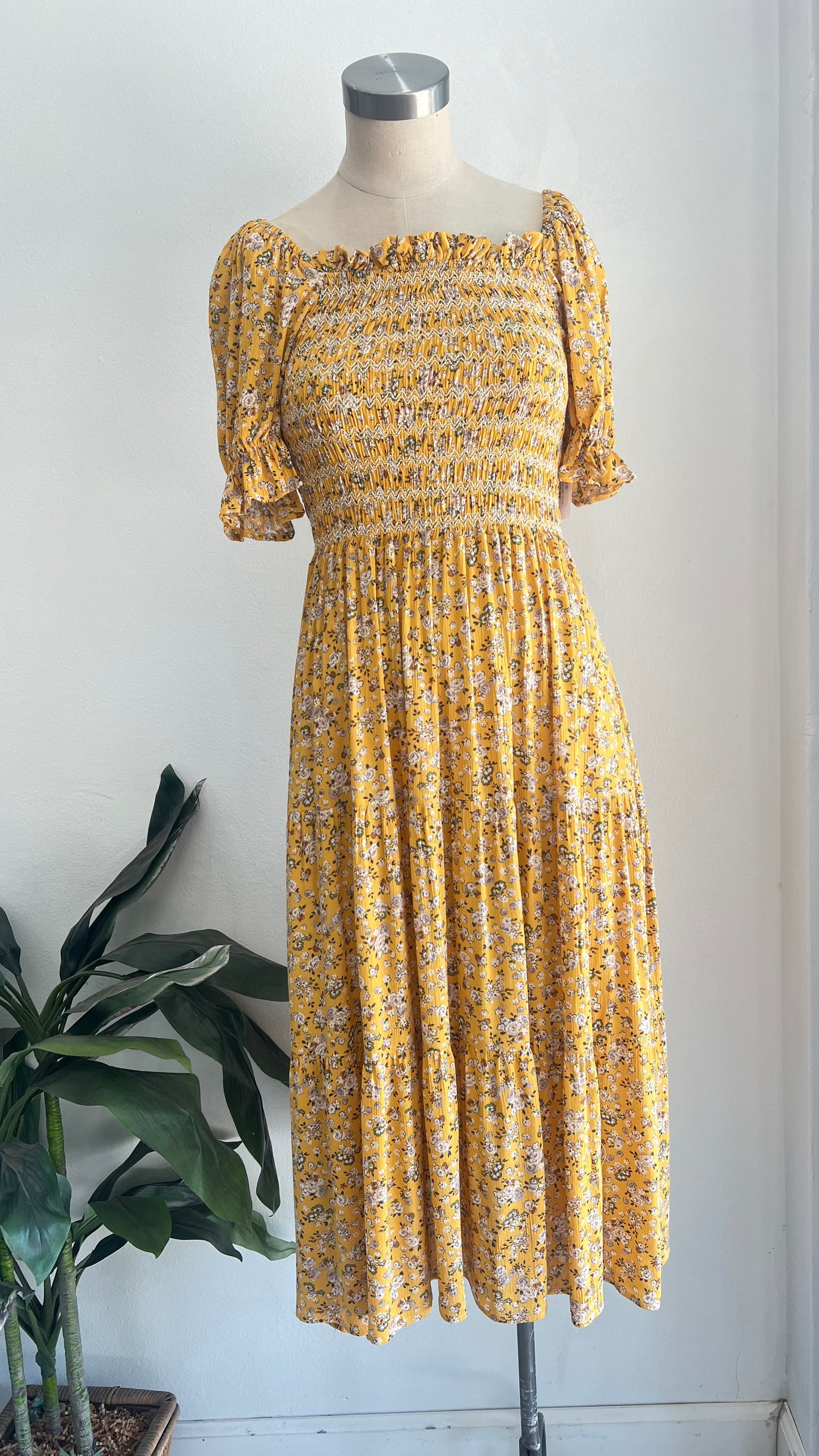 Mustard Floral Midi