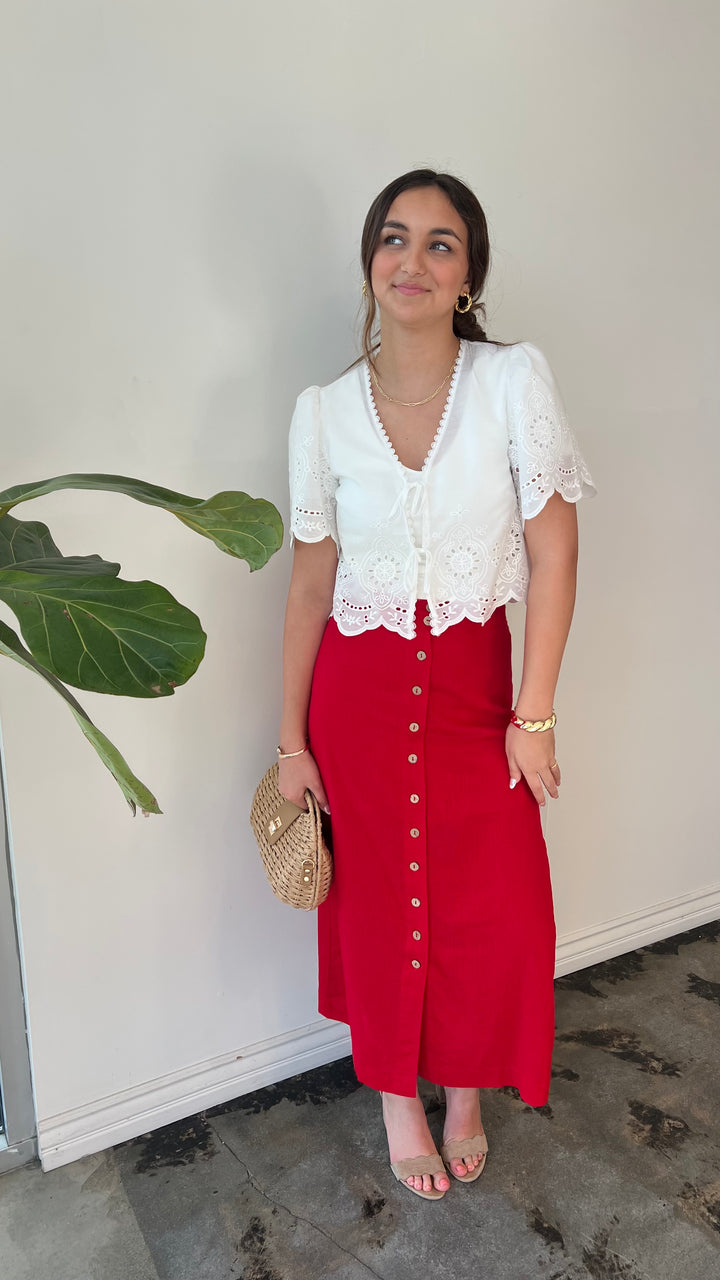 Daisy Grace Eyelet Tie Top