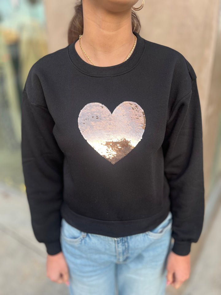 Sequin Heart Sweatshirt