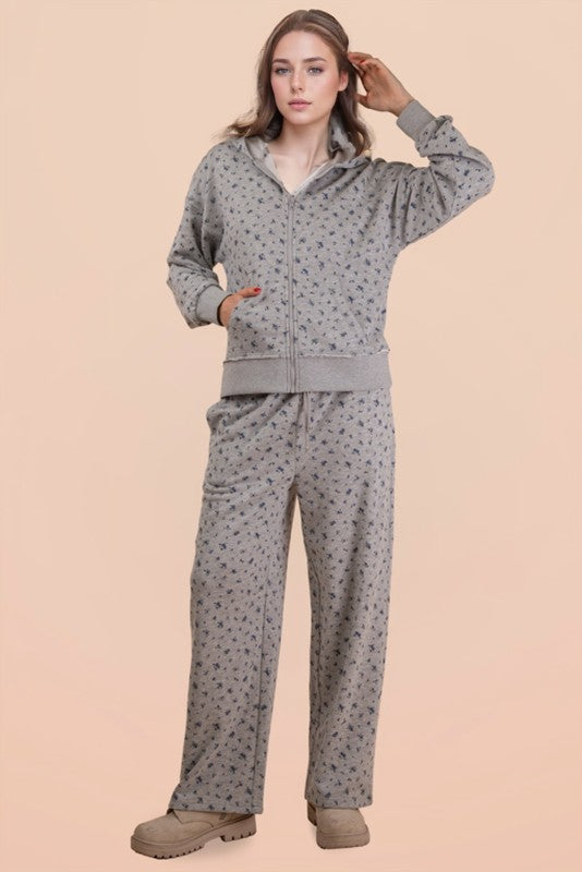 Grey Floral Sweats