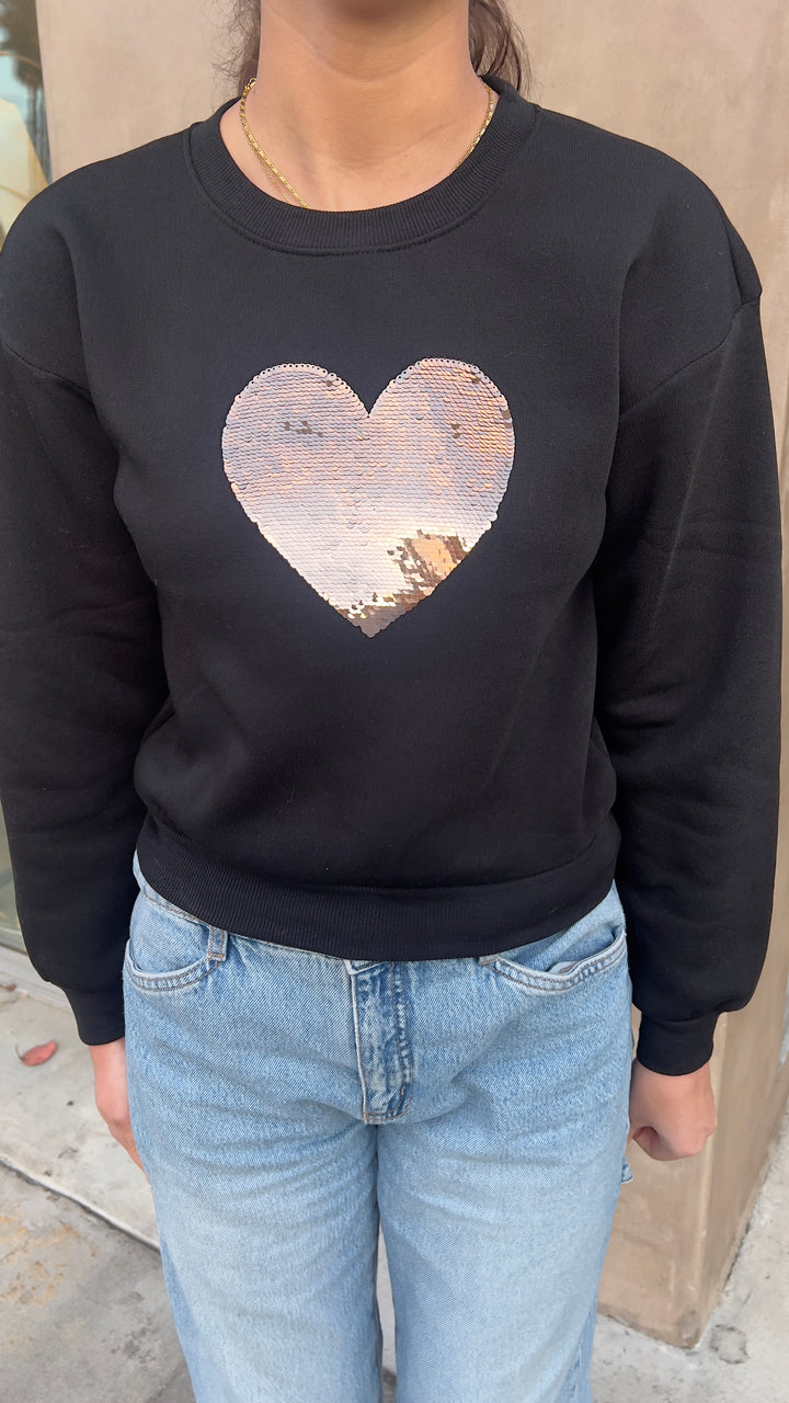 Sequin Heart Sweatshirt