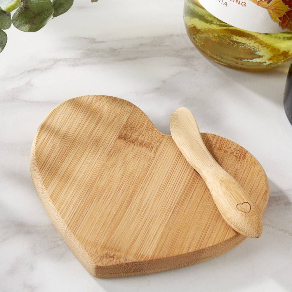 Tastefully Yours Heart Shaped Bamboo Cheese Board