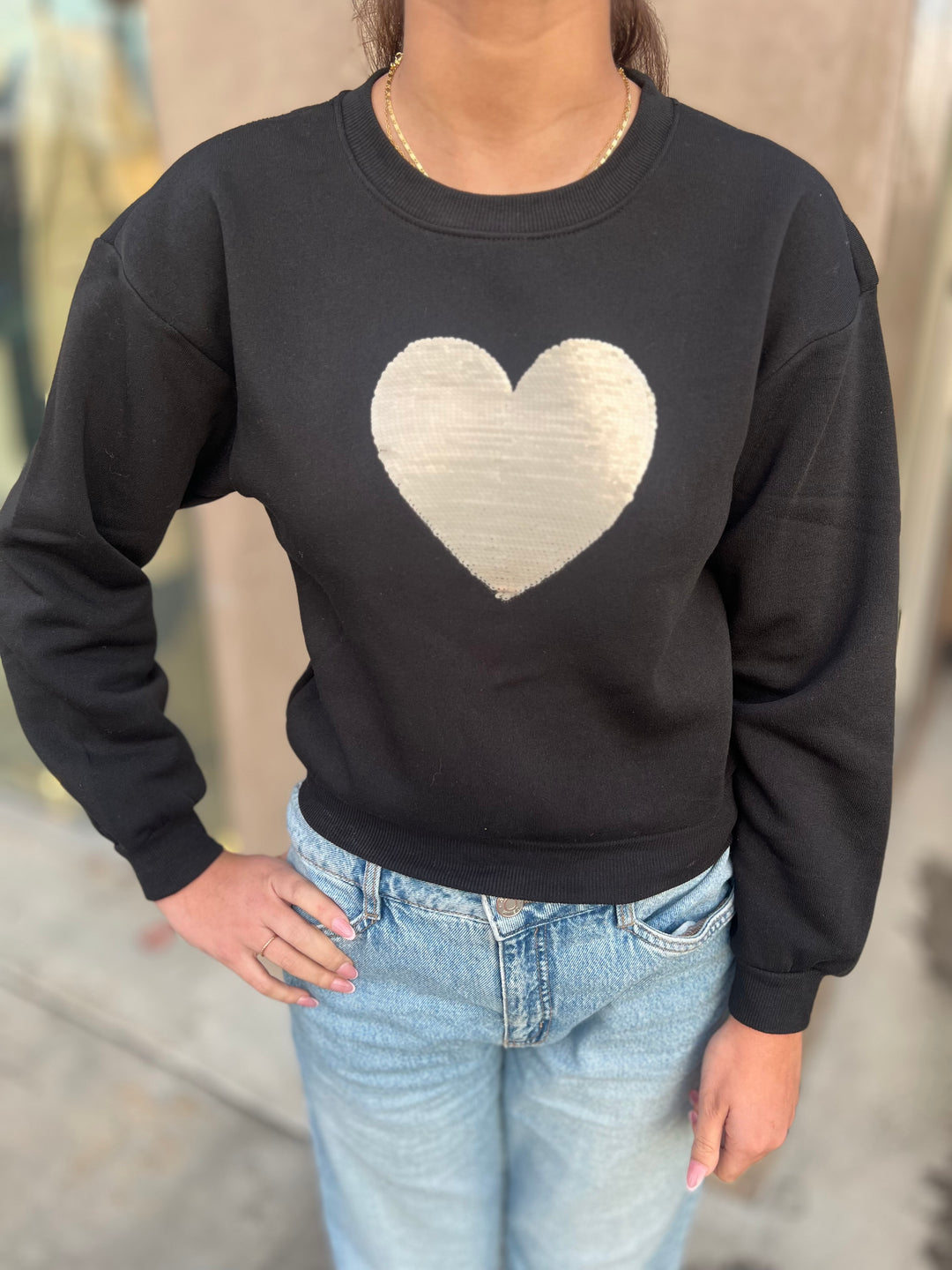 Sequin Heart Sweatshirt