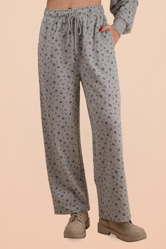 Grey Floral Sweats