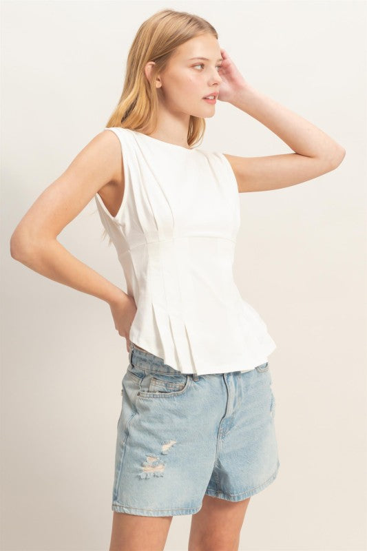 Chic Ivory Peplum Top