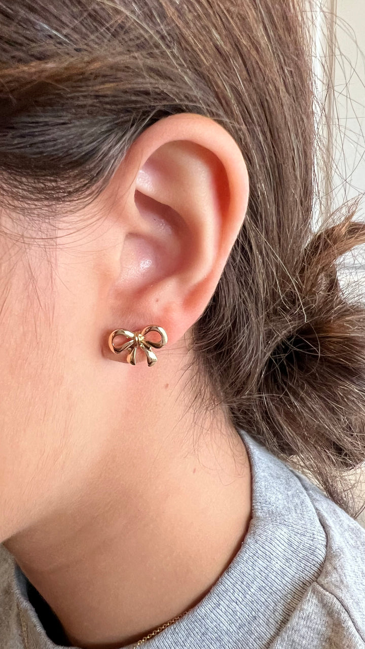 Golden Bow Stud Earrings