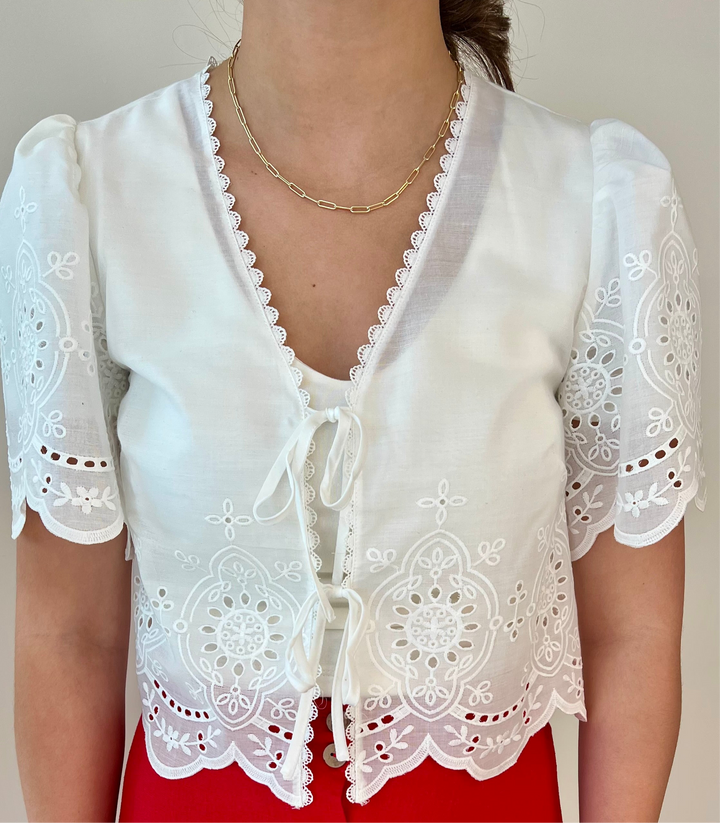 Daisy Grace Eyelet Tie Top