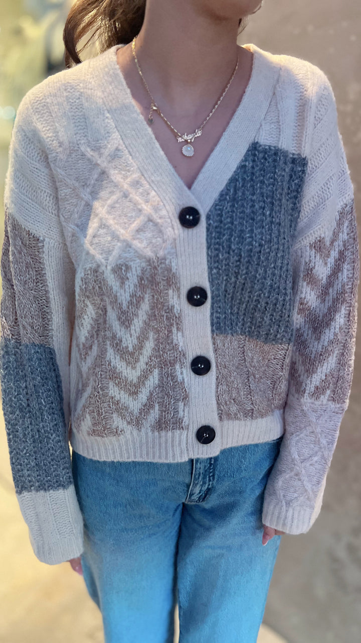 Patchwork Knit Cardigan