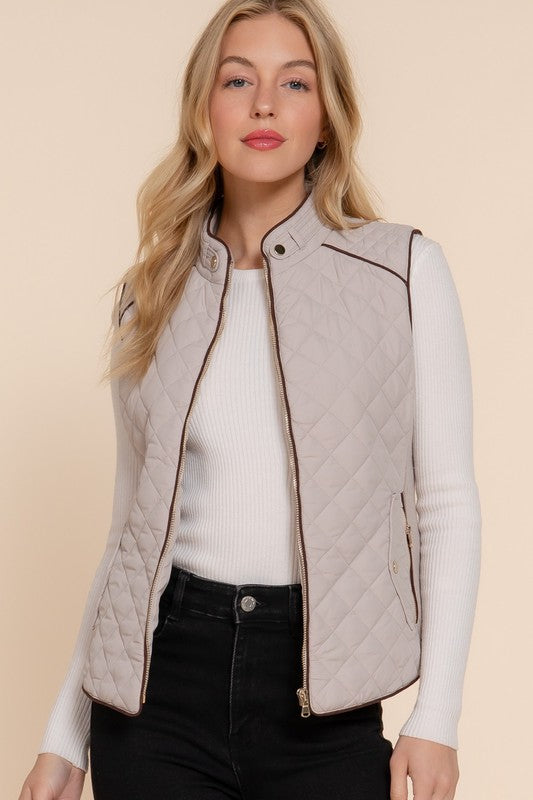 Beige Quilted Vest