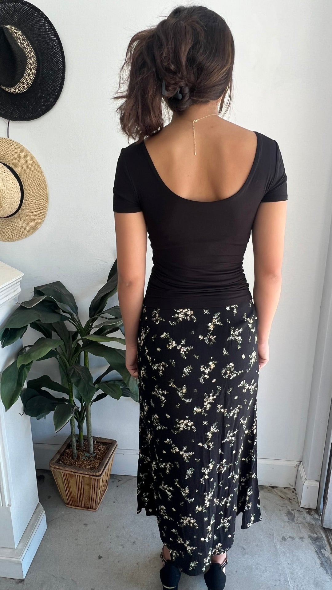 Black Floral Skirt