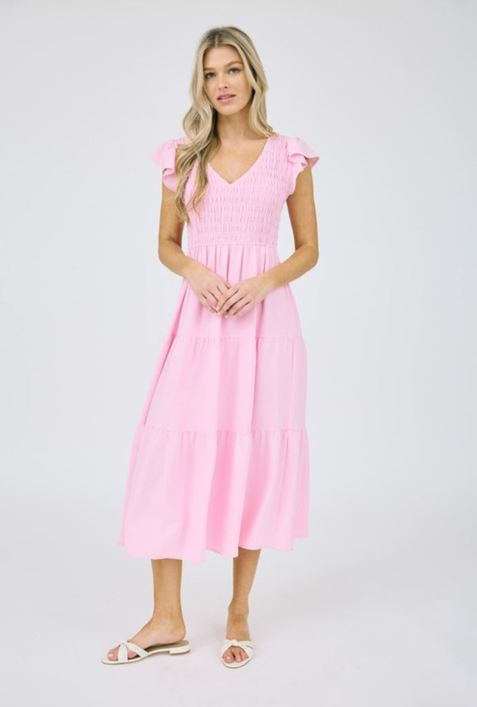 knee length dresses for ladies Hot Pink Heart Print Collared Smock Midi Dress – AX Paris US