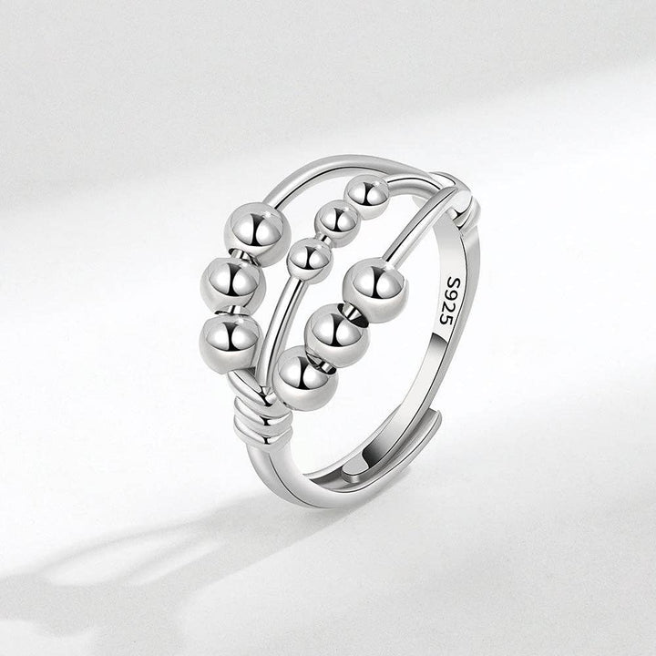 Bead Anxiety Fidget Spinner Ring in 925 Sterling Silver