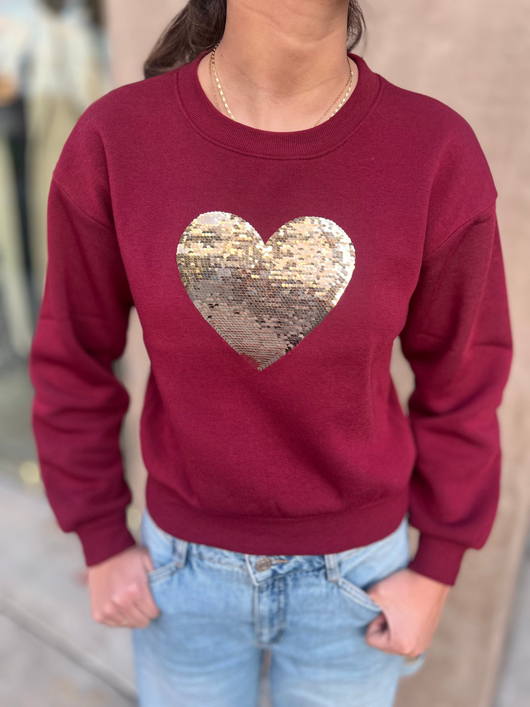 Sequin Heart Sweatshirt