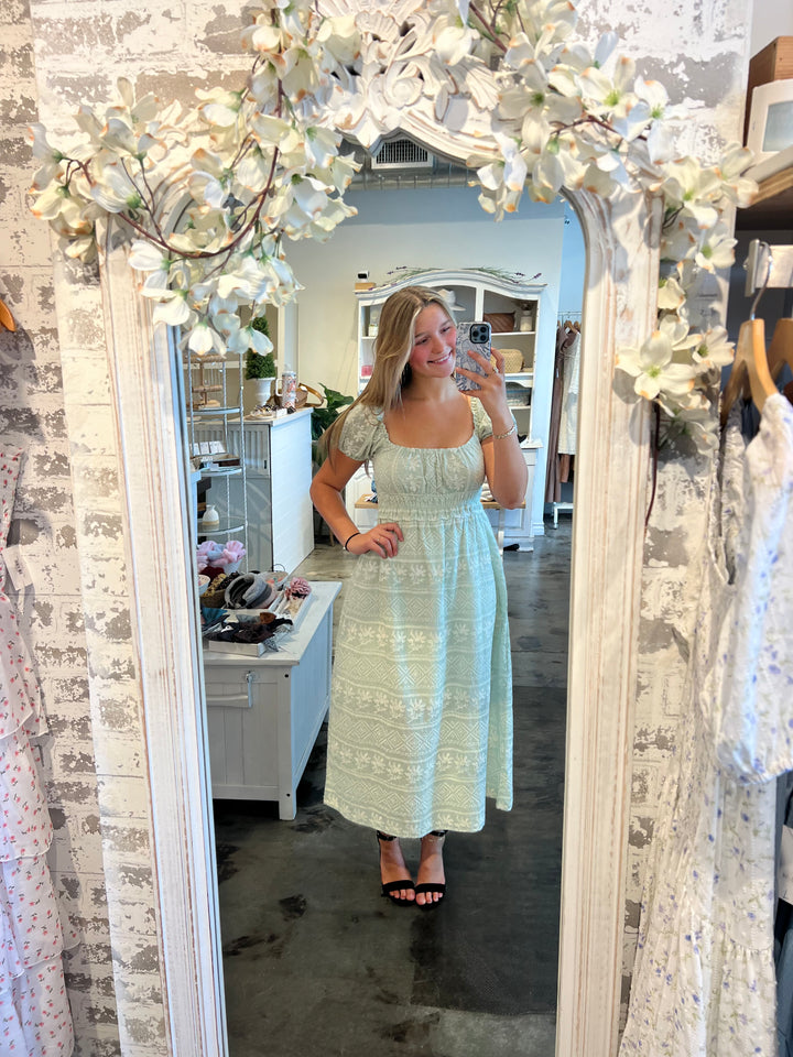 Sage Meadow Embroidered Midi Dress