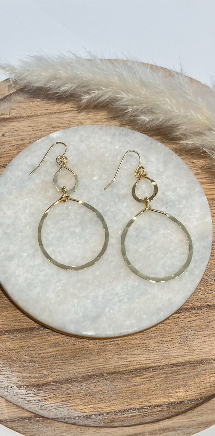 Gold Double Circle Earrings